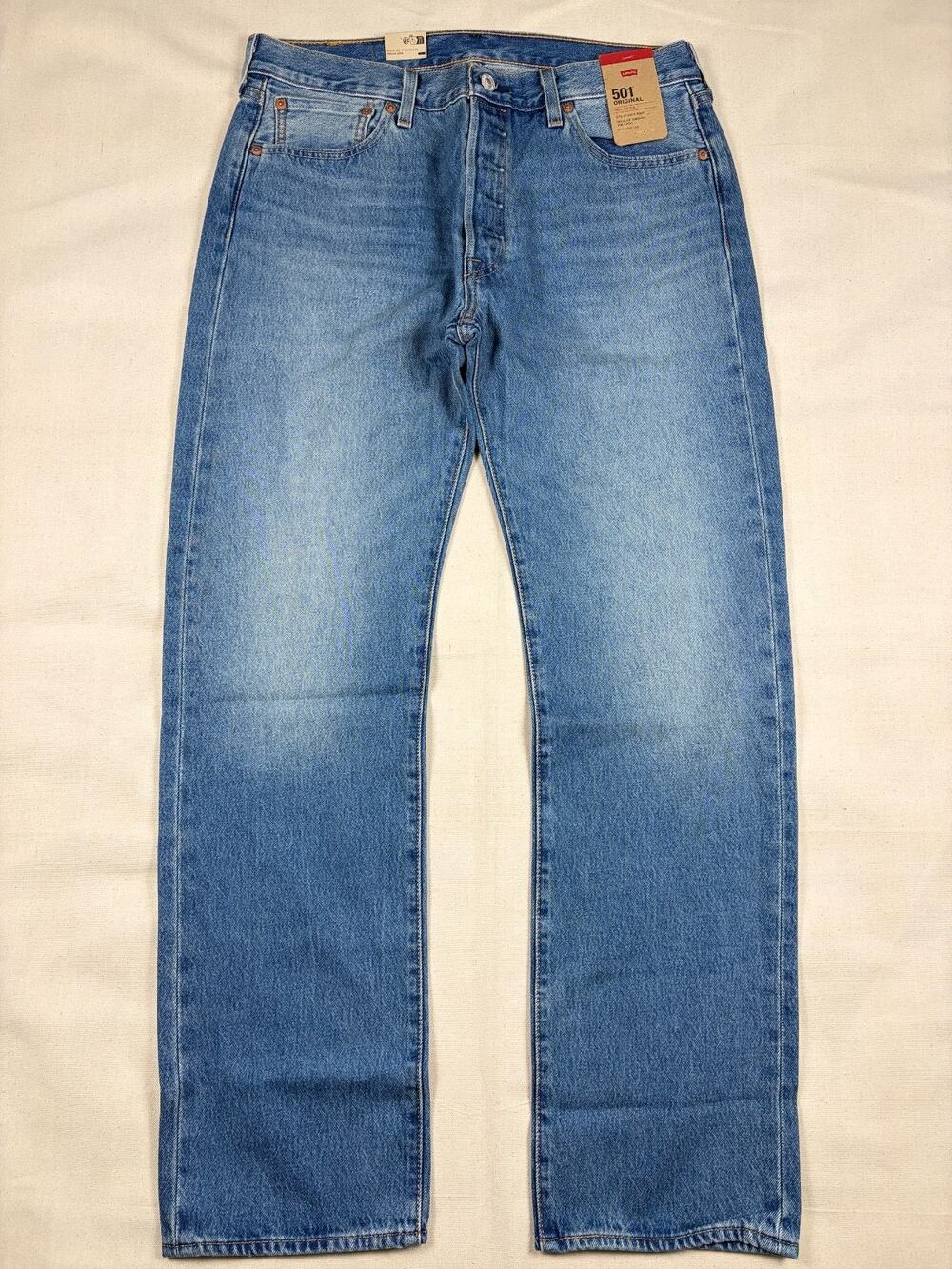 Levi's 501 Original Jeans Mens 34x32 NWT Medium Wash Blue Denim Button Fly